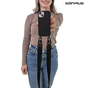 Θήκη Σιλικόνης με Strap CarryHang Sonique Apple iPhone 15 Μαύρο