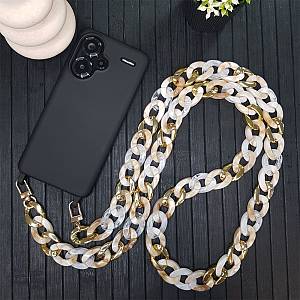 Κολιέ Λουράκι Sonique Golden Charm Ακρυλικό 120cm για Κινητό Μπεζ