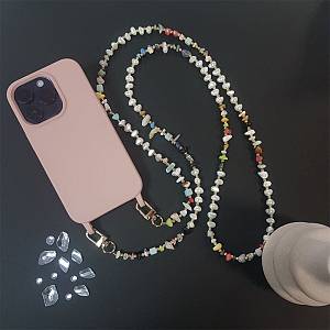 Κολιέ Λουράκι Sonique Gemstone από Πέτρα & Ακρυλικό 120cm για Κινητό Πολύχρωμο