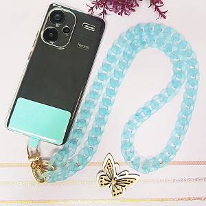 Κολιέ Λουράκι Sonique Rainbow Ακρυλικό 90cm για Κινητό Γαλάζιο