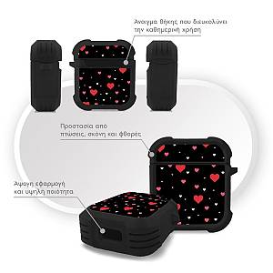 Θήκη Σιλικόνης Sonique Heart Series για AirPods 1/2 Μαύρο