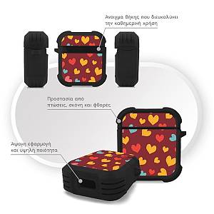 Θήκη Σιλικόνης Sonique Heart Series για AirPods 1/2 Μπορντώ
