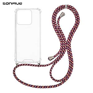 Θήκη Σιλικόνης με Κορδόνι Sonique Armor Clear Honor 400 Lite 5G Rainbow Μπορντό
