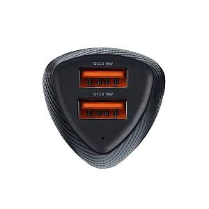 Forcell - Φορτιστής Αυτοκινήτου Carbon δύο θύρες USB A QC3.0 3A 36W (CC50-2A)