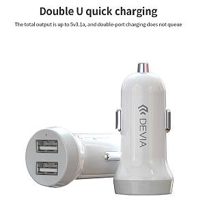 Devia - Idrawer series smart Car Charger Set with Lightning cable White (5V3.1A,2USB)