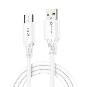 Forcell - Καλώδιο Σιλικόνης USB A σε Micro USB QC3.0 2,4A 18W 1μ F-ENERGY C341 Λευκό