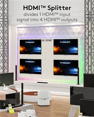 GOOBAY HDMI splitter 58483, 4 σε 1, 4K/60Hz, μαύρο 58483