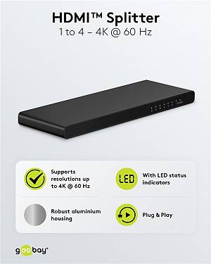 GOOBAY HDMI splitter 58483, 4 σε 1, 4K/60Hz, μαύρο 58483