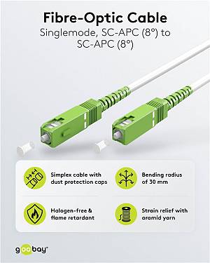 GOOBAY καλώδιο οπτικής ίνας SC-APC 59599, Singlemode OS2, 15m, λευκό 59599