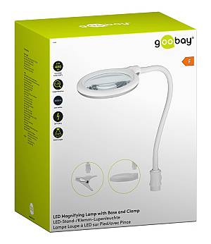 GOOBAY μεγεθυντικός φακός 60359 με κλιπ & βάση, LED, 3 διόπτρες, λευκός 60359