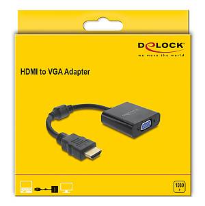 DELOCK αντάπτορας HDMI σε VGA 61077, 1080p, μαύρος 61077
