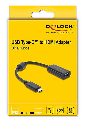 DELOCK αντάπτορας USB-C σε HDMI 61085, 8K/60Hz, μαύρος 61085