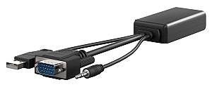 GOOBAY αντάπτορας VGA σε HDMI 61259, 3.5mm Jack, 1080p/60Hz, μαύρος 61259