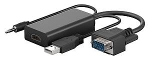 GOOBAY αντάπτορας VGA σε HDMI 61259, 3.5mm Jack, 1080p/60Hz, μαύρος 61259