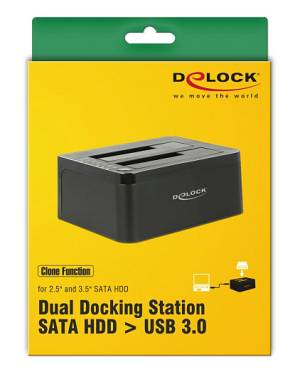 DELOCK docking station για 2.5 ή 3.5 SATA HDD/SSD 62661, 2 θέσεων, 6Gbps, clone function, μαύρο 62661