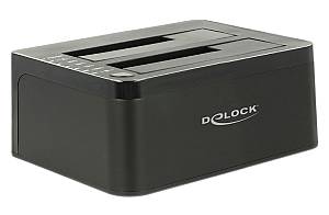 DELOCK docking station για 2.5 ή 3.5 SATA HDD/SSD 62661, 2 θέσεων, 6Gbps, clone function, μαύρο 62661
