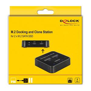 DELOCK docking station για M.2 SATA SSD 64178, 2 θέσεων, 6Gbps, clone function, μαύρο 64178