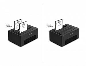 DELOCK docking station για 2.5 ή 3.5 SATA HDD/SSD 64187, 2 θέσεων, 5Gbps, clone/erase function, μαύρο 64187