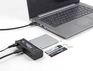 DELOCK docking station για M.2 NVMe/SATA ή 2.5/3.5 SSD/HDD 64252, 10Gbps, clone function, μαύρο 64252