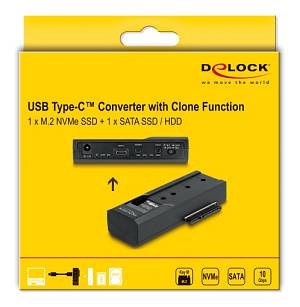 DELOCK docking station για M.2 NVMe/SATA ή 2.5/3.5 SSD/HDD 64252, 10Gbps, clone function, μαύρο 64252