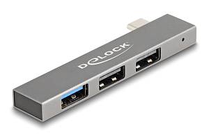DELOCK USB hub 64274, 3x θυρών, 10Gbps, USB-C σύνδεση, γκρι 64274