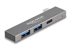 DELOCK USB hub 64275, 3x θυρών, 5Gbps, USB-C σύνδεση, γκρι 64275