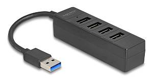 DELOCK USB hub 64350, 4x θυρών, USB 3.0, 5Gbps, USB σύνδεση, μαύρος 64350