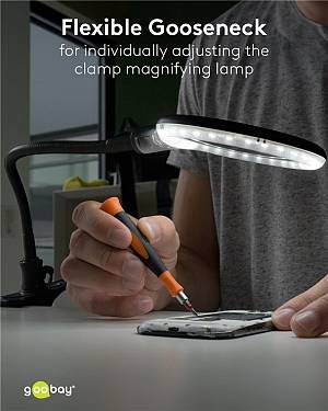 GOOBAY μεγεθυντικός φακός 64990 με κλιπ & βάση, LED, 3 διόπτρες 1.75x 64990