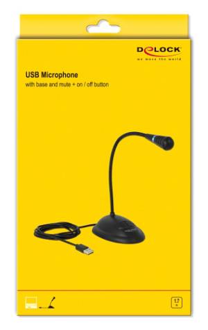 DELOCK μικρόφωνο με βάση και mute button 65871, USB, 1.7m, μαύρο 65871