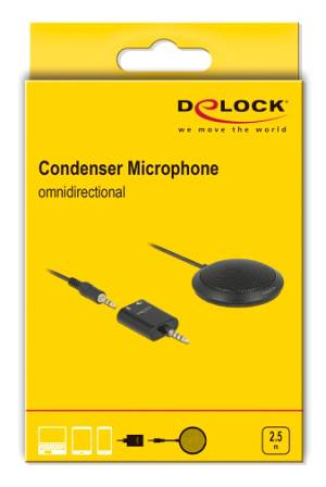 DELOCK μικρόφωνο με αντάπτορα Υ 65873, πυκνωτικό, omnidirectional, μαύρο 65873