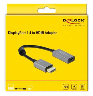 DELOCK αντάπτορας DisplayPort 1.4 σε HDMI 66436, 4K/60Hz, active, γκρι 66436