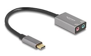 DELOCK εξωτερική κάρτα ήχου 67071, 2x 3.5mm, USB-C σύνδεση, γκρι 67071