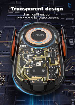 LDNIO ασύρματος φορτιστής & βάση smartphone αυτοκινήτου MA30, 15W, μαύρο 6933138602362