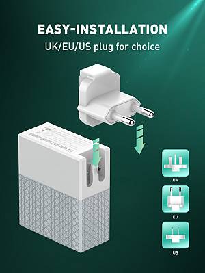 LDNIO φορτιστής τοίχου A2620C με καλώδιο, USB & USB-C, 65W PD, λευκός 6933138691137