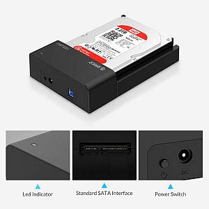 ORICO docking station για 2.5 ή 3.5 SATA HDD/SSD 6518US3-V2, 5Gbps, μαύρο 6936761869201