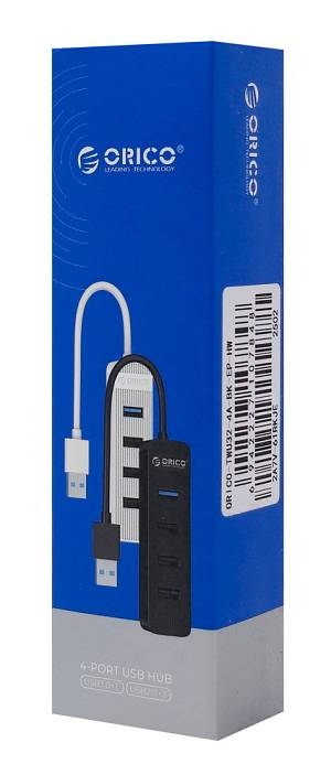 ORICO USB hub TWU32-4A, 4x θυρών, USB 3.0, 5Gbps, USB σύνδεση, έξτρα τροφοδοσία, μαύρο 6942227107848