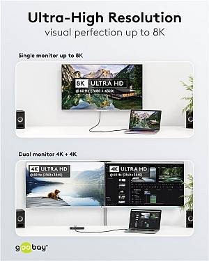 GOOBAY καλώδιο USB-C 74193, USB4, 100W, 40Gbps, 8K/60Hz, 2m, μαύρο 74193
