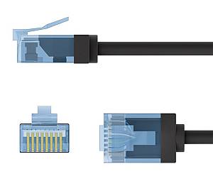 GOOBAY καλώδιο δικτύου 74231, CAT 6A U/UTP, ultra slim, copper, 500MHz, 0.25m, μαύρο 74231