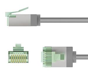 GOOBAY καλώδιο δικτύου 74343, CAT 8.1 U/FTP, ultra slim, copper, 2000MHz, 0.15m, γκρι 74343