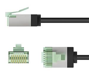 GOOBAY καλώδιο δικτύου 74351, CAT 8.1 U/FTP, ultra slim, copper, 40Gbps, 0.25m, μαύρο 74351