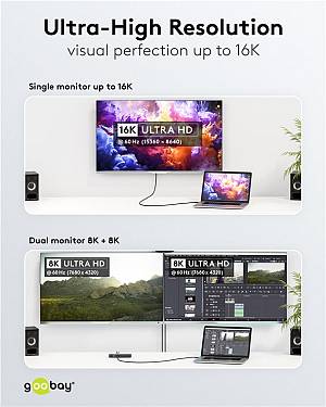 GOOBAY καλώδιο USB-C 74376, USB4, 240W, 80Gbps, 16K/60Hz, 1.2m, μαύρο 74376