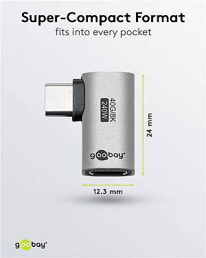 GOOBAY αντάπτορας USB-C 74441, γωνιακός 90°, USB4, 240W, 40Gbps, 8K, γκρι 74441