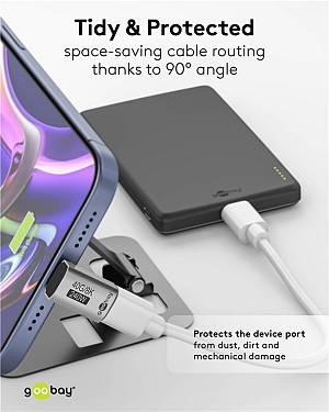GOOBAY αντάπτορας USB-C 74442, γωνιακός 90°, USB4, 240W, 40Gbps, 8K, γκρι 74442