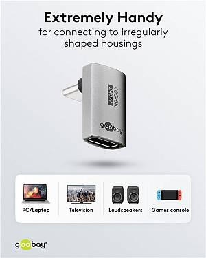 GOOBAY αντάπτορας USB-C 74442, γωνιακός 90°, USB4, 240W, 40Gbps, 8K, γκρι 74442