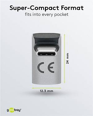 GOOBAY αντάπτορας USB-C 74442, γωνιακός 90°, USB4, 240W, 40Gbps, 8K, γκρι 74442