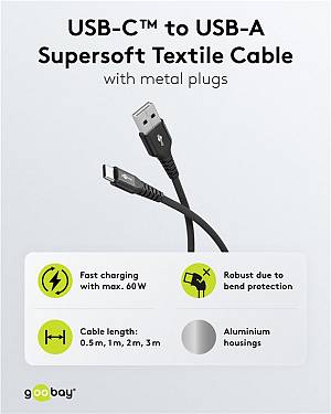 GOOBAY καλώδιο USB-C σε USB 74528, 60W, 480Mbps, 3m, μαύρο 74528