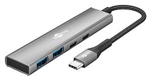 GOOBAY USB hub 76563, 4x θυρών, USB 3.2, 5Gbps, USB-C σύνδεση, γκρι 76563