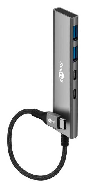 GOOBAY USB hub 76563, 4x θυρών, USB 3.2, 5Gbps, USB-C σύνδεση, γκρι 76563
