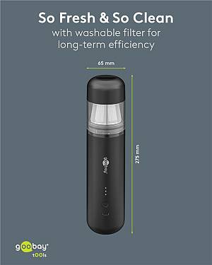 GOOBAY 2 σε 1 σκουπάκι χειρός & air duster 77829, 120W, 6000mAh, μαύρο 77829