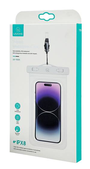 USAMS αδιάβροχη θήκη smartphone US-YD011, έως 7, IPX8, λευκή 7FSD1104